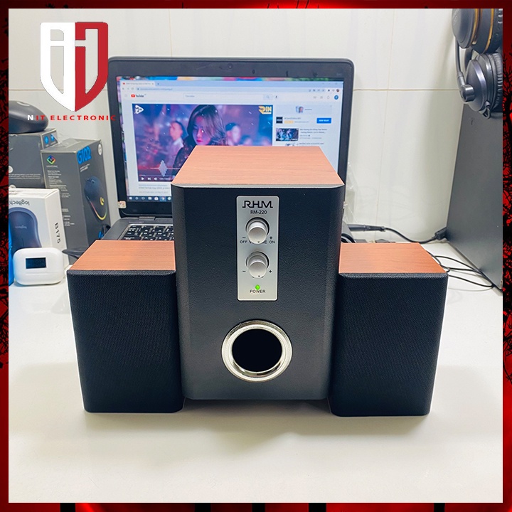 Loa Máy Vi Tính Pc Để Bàn Có dây Chính Hãng 2.1 RHM RM-220BT Loa Thùng Gỗ Bass Mạnh