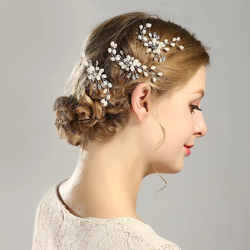 Rhinestones Gold Silver Hair Pins/ Women Crystal Headpiece Hair Clips