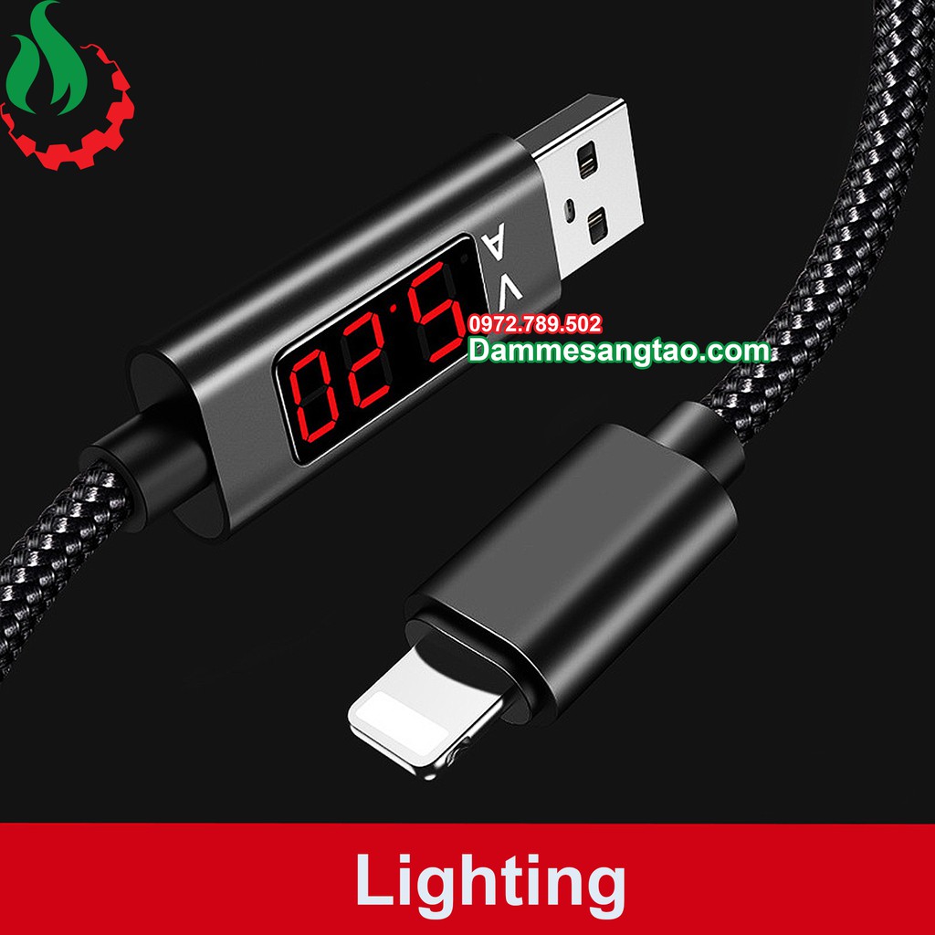 Cáp sạc điện thoại có đèn LED hiển thị Vôn Ampe