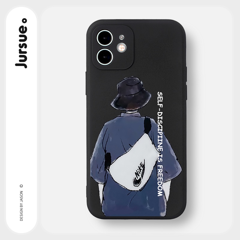 Ốp lưng JURSUE hoạt hình cặp đôi dễ thương đẹp cho iPhone 13 12 11 Pro Max SE 2020 X XR XS ip 8 7 6 6S Plus kute Y241