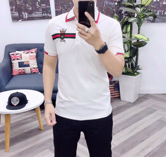 Áo thun cổ trụ_áo thun có cổ thêu logo nổi bật, chất liệu thun cotton 100% vải cực mát | BigBuy360 - bigbuy360.vn