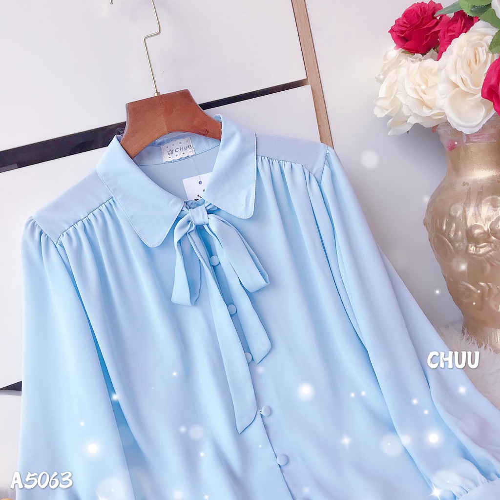 Áo sơ mi tay dài cổ nơ nút bọc Basic CHUU A5063 | BigBuy360 - bigbuy360.vn