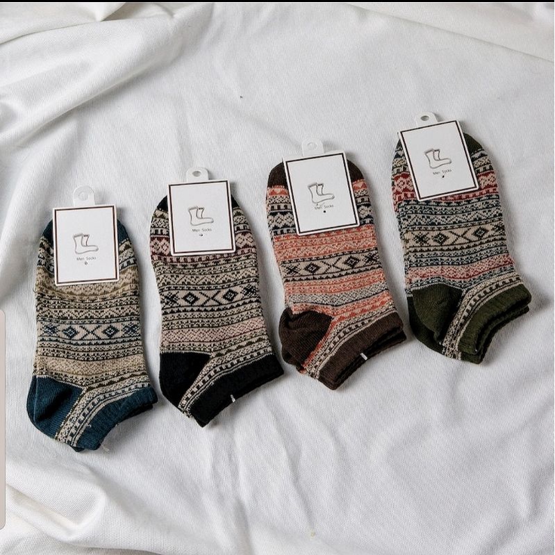 Vớ thổ cẩm cổ ngắn dày dặn Wool