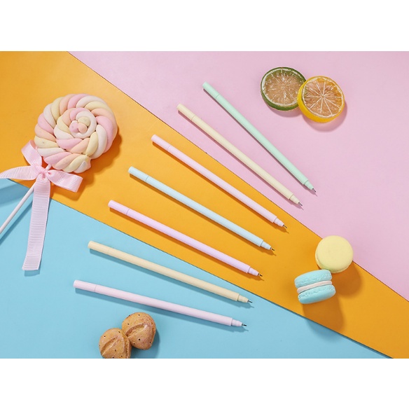 Bút bi bấm vỏ màu macaron tuỳ chọn dễ thương ngòi 0.5mm mực đen bút gel - MyNa Mart