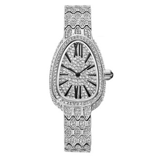 Đồng Hồ Davena Nữ D61595 Kiểu Mặt Rắn Full Đá 23.5x31.5mm Silver Authentic