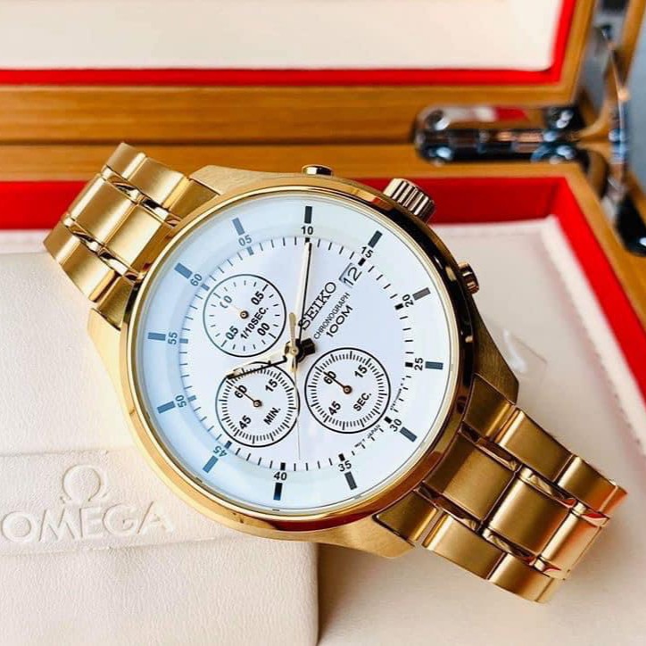 Đồng hồ Nam chính hãng Seiko Chronograph SKS544P1 Mặt trắng 6 kim,Lịch-Máy Pin Quartz-Dây kim loại cao cấp-Size 43mm