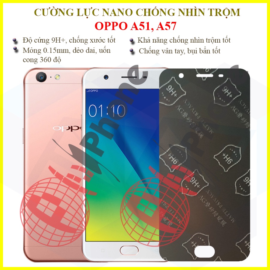 Dán chống nhìn trộm OPPO A51, A57 - Dán cường lực dẻo nano 9H+