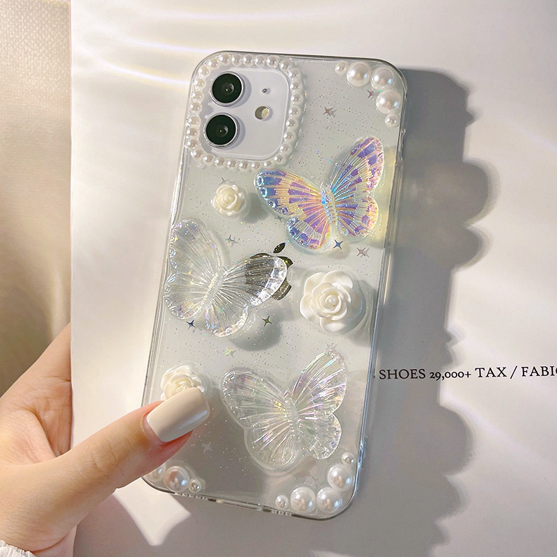 Ốp Điện Thoại TPU Dẻo Trong Suốt Họa Tiết Bươm Bướm Cho IPhone 14 7 / 8 SE 2020 7P / 8Plus X XS XR 11 12 13 Mini Pro Max AT0002