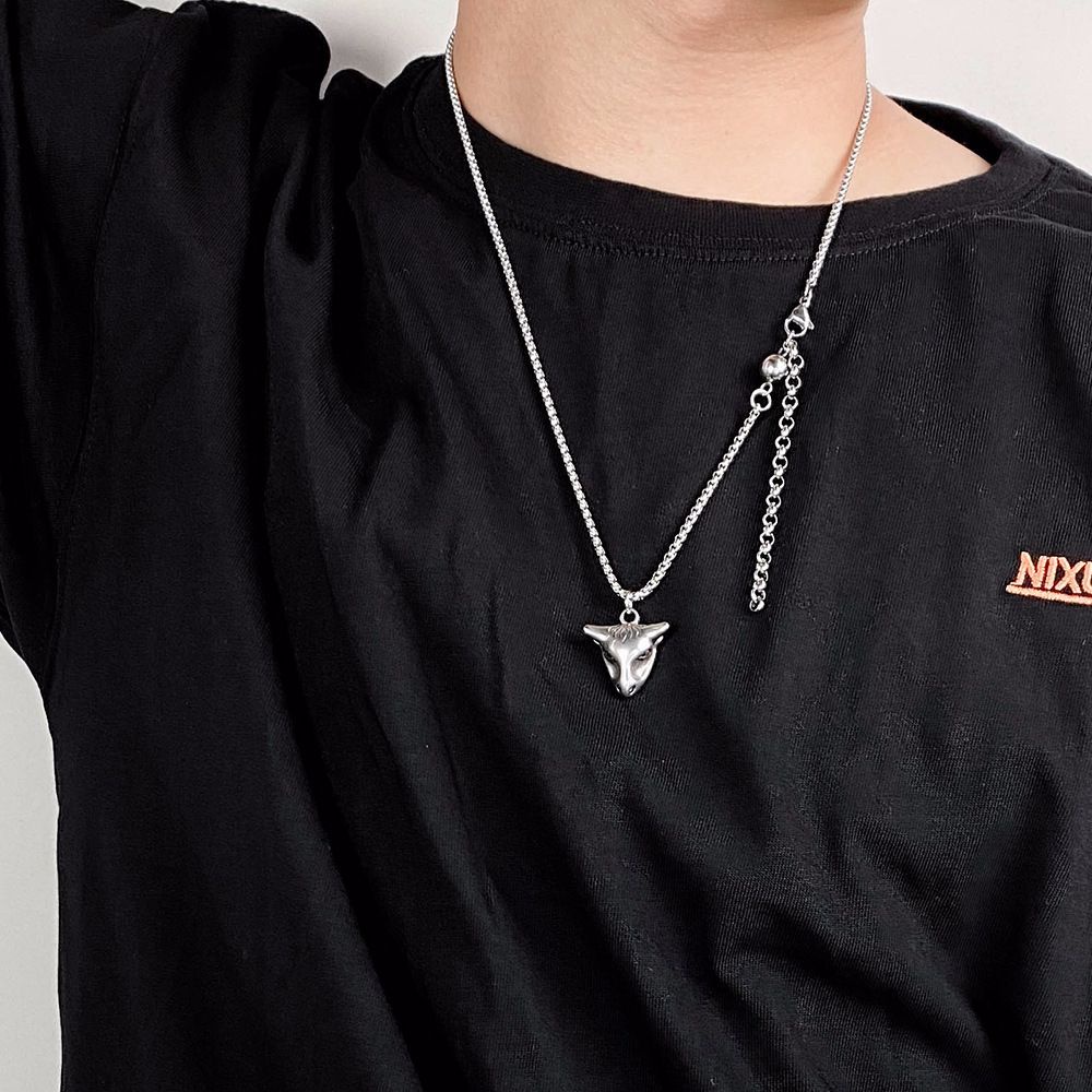 Dây Chuyền Dài Mặt Hình Đầu Bò/Hươu Thời Trang Phong Cách Punk Hàn Quốc Cho Nam