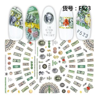 Sticker dán móng chủ đề tiền