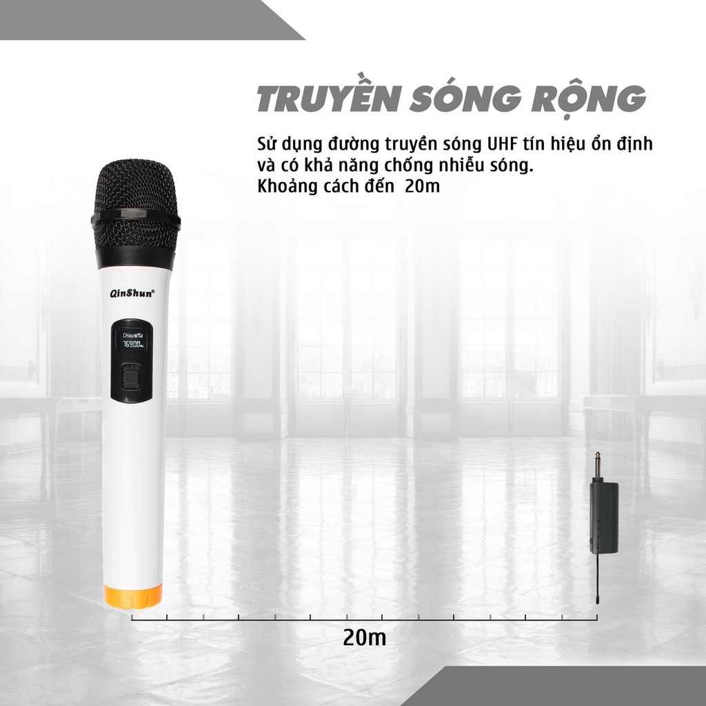 Micro Không Dây QinShun - CHÍNH HÃNG - Bảo hành 12 tháng - 1 đổi 1 trong vòng 7 ngày - Micro Không Dây Karaoke Cho Amly