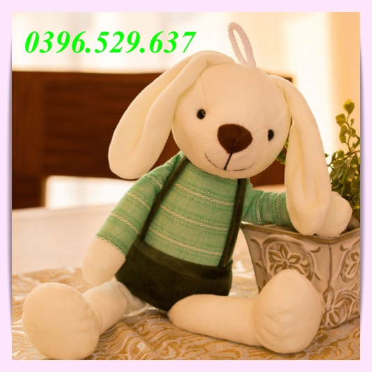 Gấu Bông Thỏ Chân Dài Mặc Yếm Đáng Yêu Quà Tặng Ý Nghĩa Cho Người Thân Bạn Bè - V19