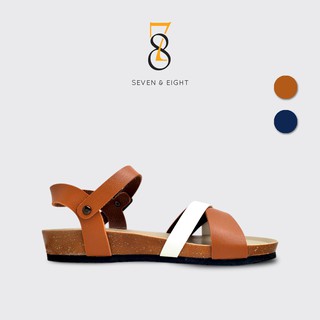Sandal Siêu Nhẹ Quai Chéo Đế Bệt Phối Hai Màu Seven & Eight 3cm - SQC0001