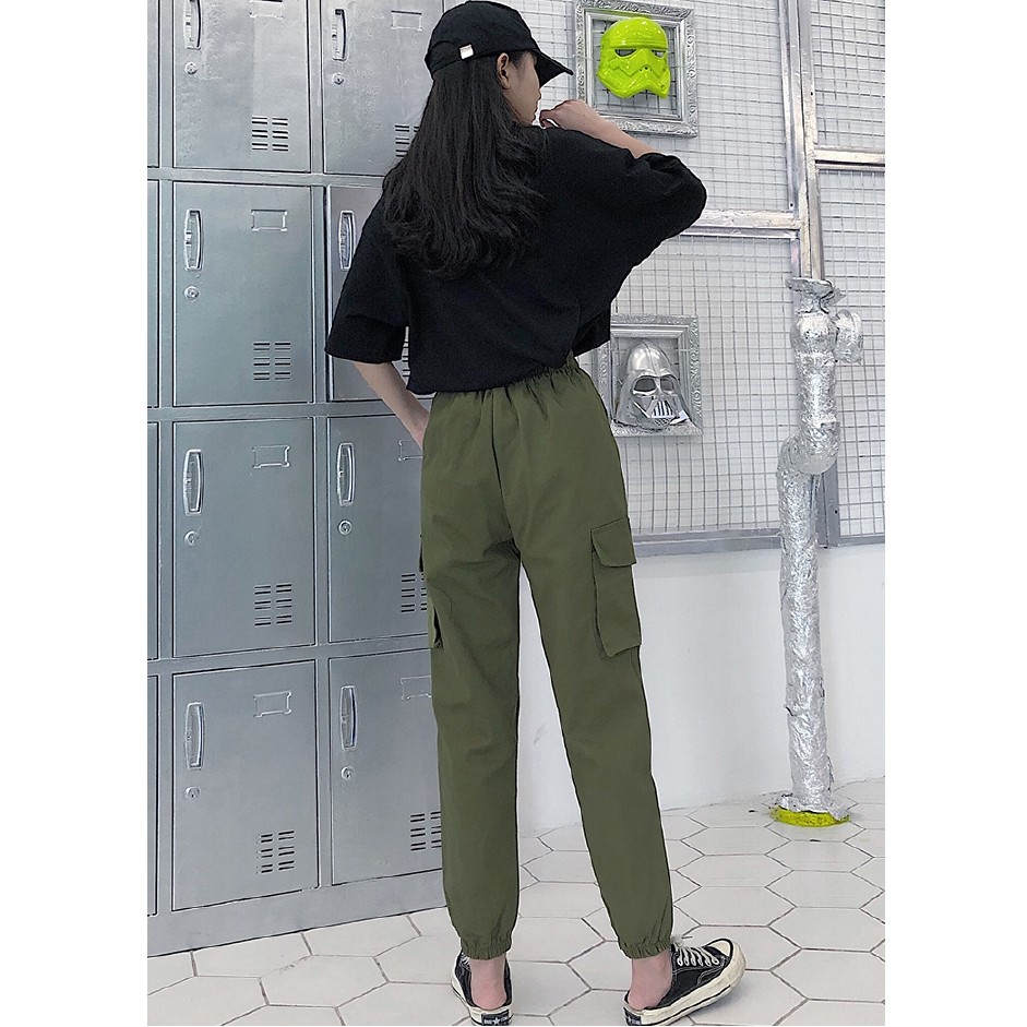 Quần dài thể thao lưng cao ống rộng phong cách Hàn Quốc cho nữ | BigBuy360 - bigbuy360.vn