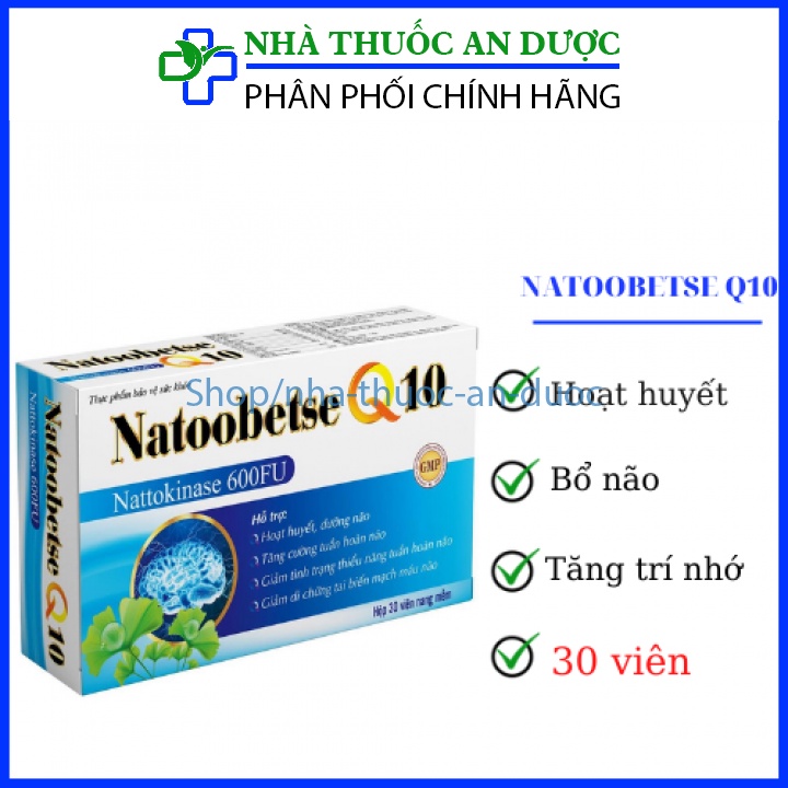 Viên uống Natoobetse Q10 hoạt huyết dưỡng não tăng cường tuần hoàn não – Hộp 30 viên