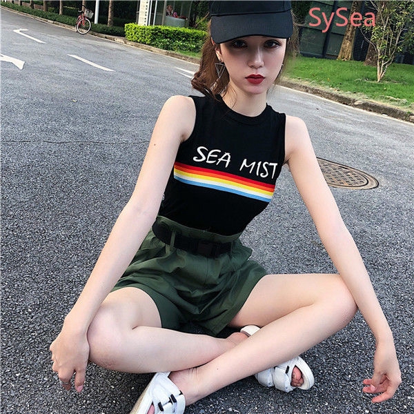 Áo ba lỗ ôm dáng họa tiết sọc ngang thời trang nữ trẻ trung năng động