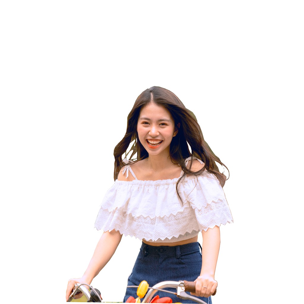 Áo bẹt vai 2 tầng hoạ tiết thêu cotton Mermaid SODA POP