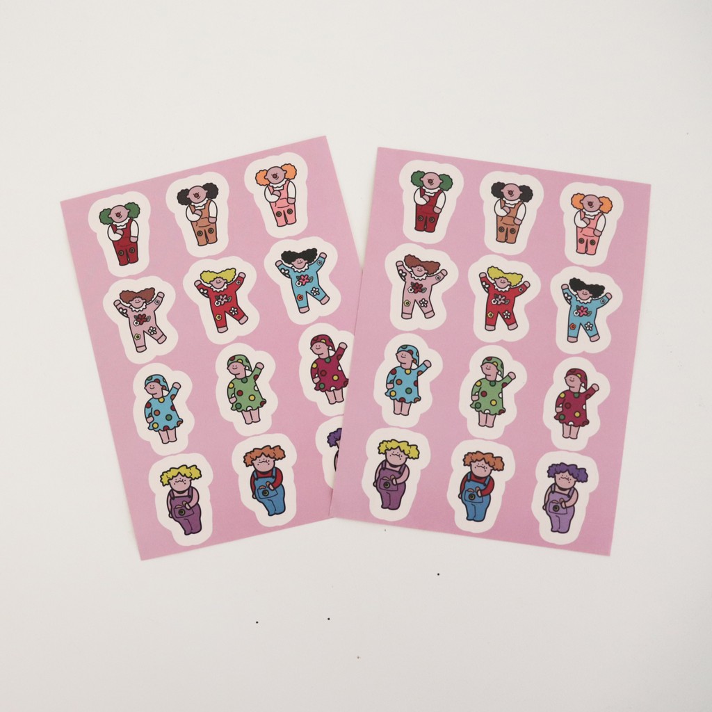 Sticker With Cute Decorative Cartoon Characters GaLiCiCi