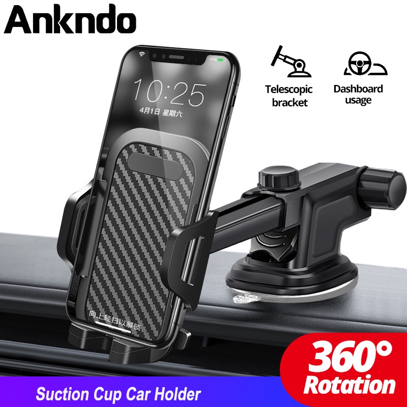 Giá đỡ điện thoại Ankndo có cốc hút chắc chắn xoay 360° tiện dụng khi đi xe hơi