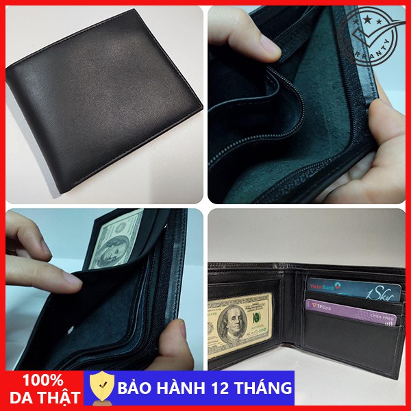 [Ví Da Thật Bảo Hành 12 Tháng] Ví Da Bò Nam Cao Cấp Dáng Ngang Bền Đẹp  Da Bò Thật 100% - VS008