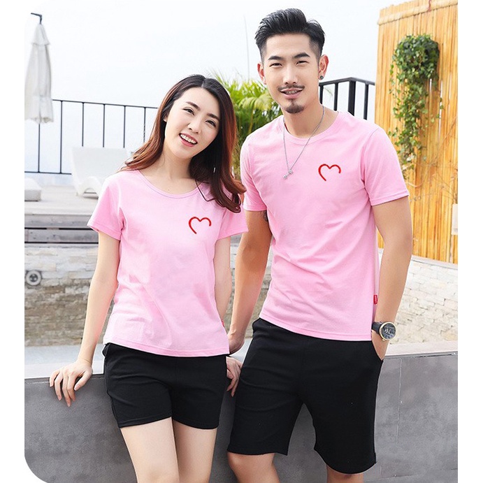 Áo thun gia đình màu hồng Đồ đôi bố mẹ và bé 3/4/5 người GD0042H Bin Action