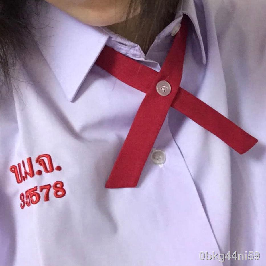 thời trang✴♦♦[Sản phẩm bán trước] Áo sơ mi của cô gái Taboo ngắn tay thêu nơ đỏ Đồng phục học sinh Thái Lan [phát