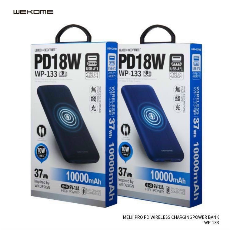 Pin sạc dự phòng cao cấp Wk WP-133 dung lượng10.000 mAh hỗ trợ công nghệ sạc không dây giá rẻ nhất shopee