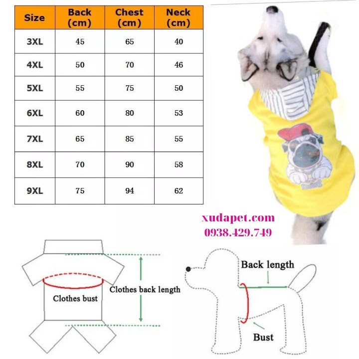 ÁO HOODIE VÀNG HÌNH CHÓ PUG NÓN SỌC CHO CHÓ MÈO XUDAPET - SP000597