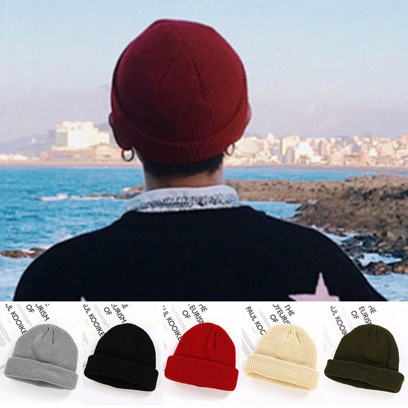 Mũ Len Beanie Không Vành Màu Trơn Giữ Ấm Mùa Đông Dành Cho Nam Nữ