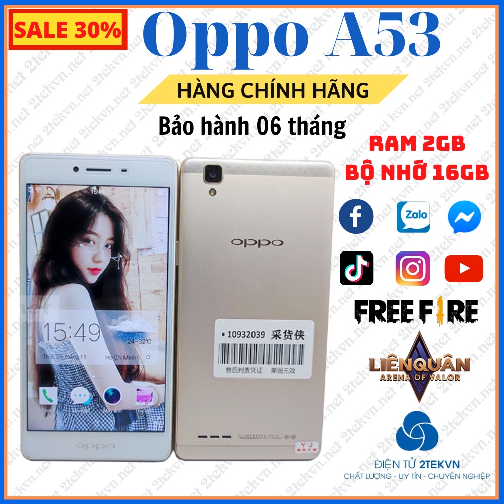 Điện thoại giá rẻ Oppo A53 RAM 2GB bộ nhớ 16GB chơi game mượt