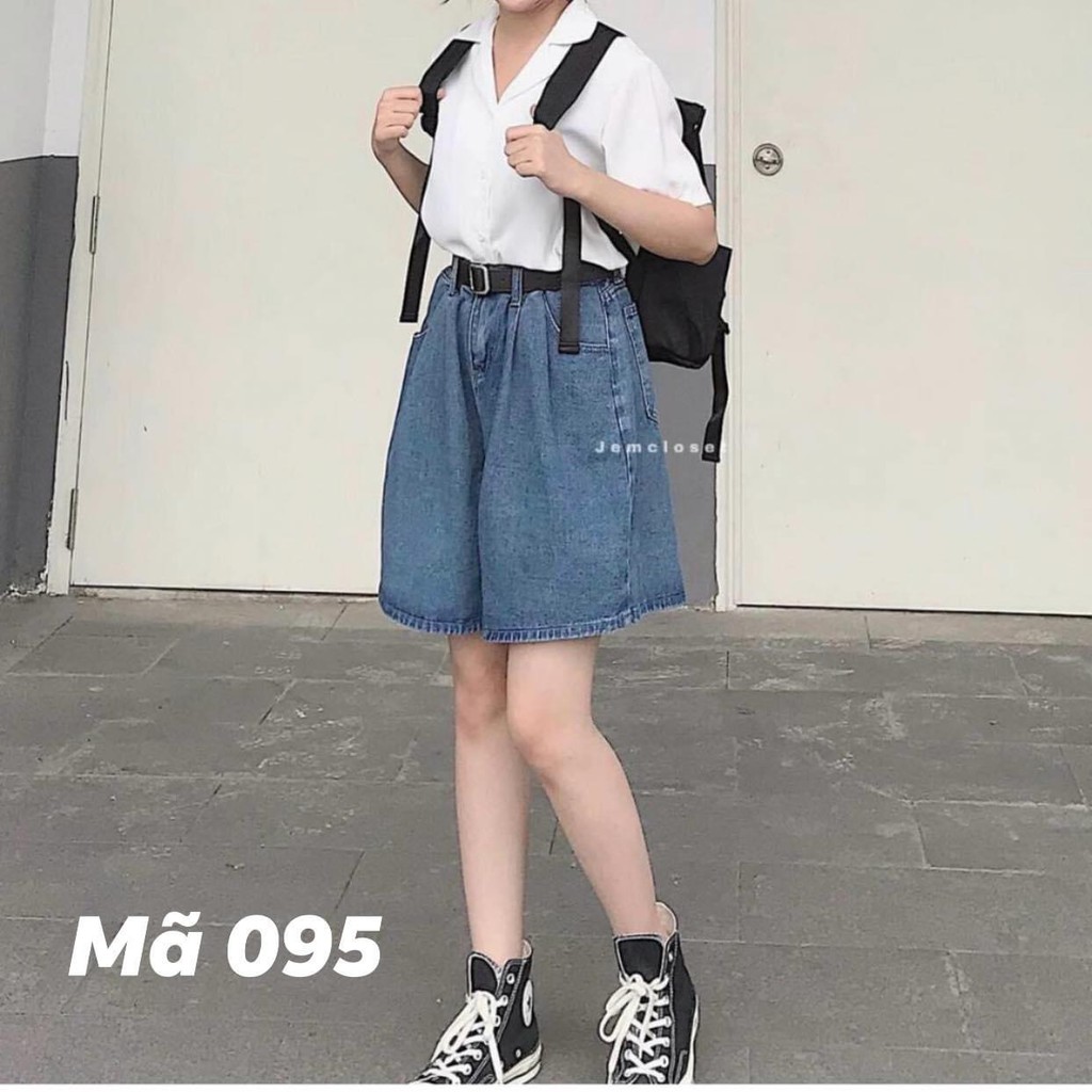 Quần Jean Nữ Ngố Ống Rộng Short Chất Bò Lưng Cao ULZZANG QĐ010