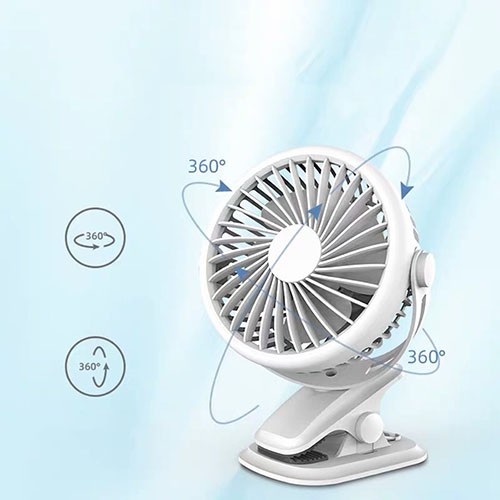 [FREE SHIP] Quạt Tròn Mini Để Bàn Kẹp Tiện Lợi Xoay 360 Độ Siêu Mát Không Phát Ra Tiếng Ồn Cổng Sạc Đa Năng USB