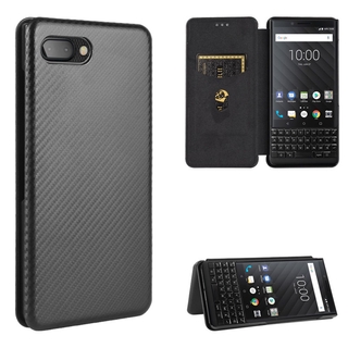 Ốp điện thoại da + sợi carbon dạng ví cho blackberry key2 case 4.5 inch blackberry key 2