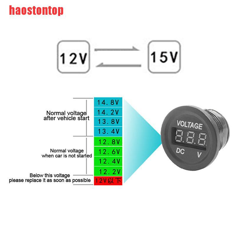 Vôn Kế Kỹ Thuật Số Hiển Thị Dc6V-30V Cho Xe Hơi / Xe Máy