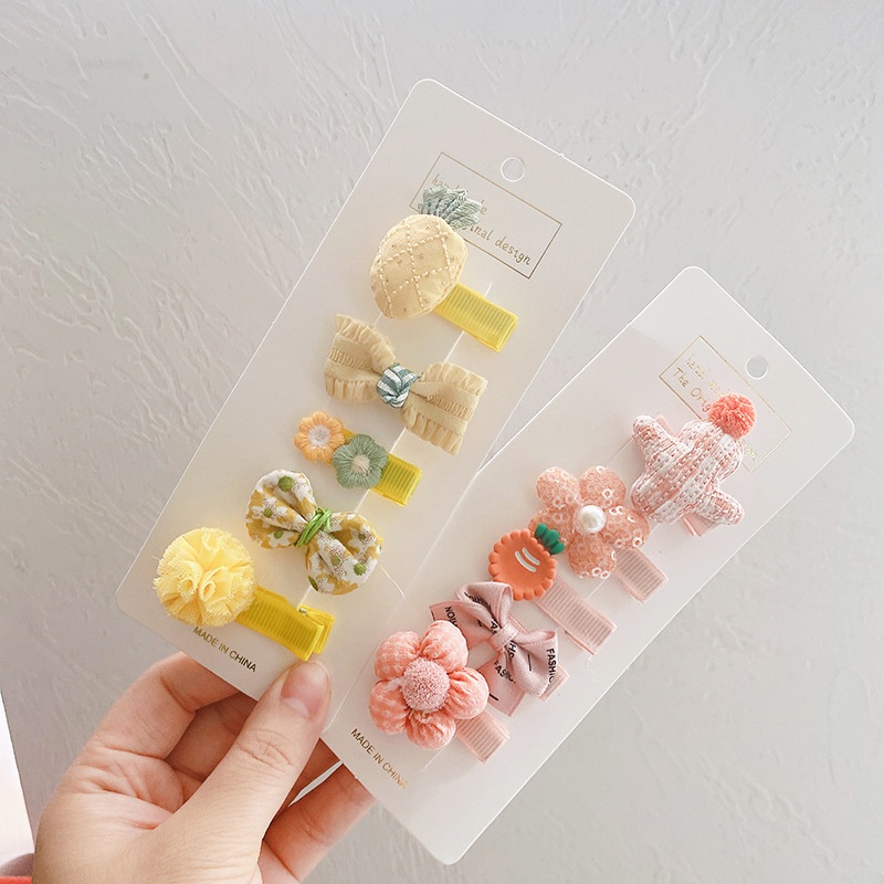 Set 5 kẹp tóc hình nơ nhiều màu sắc xinh xắn cho bé