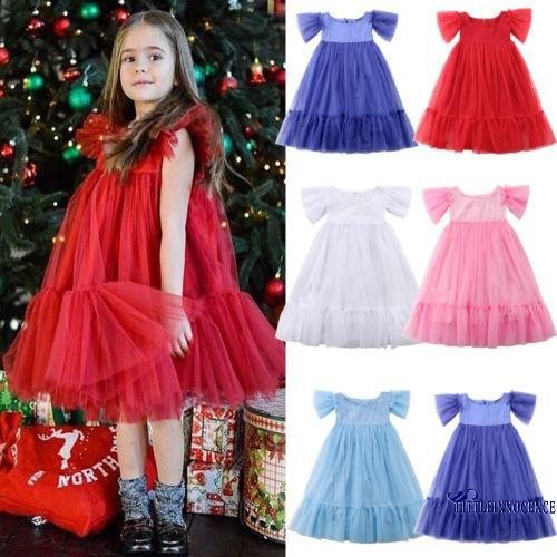 ❤XZQ-New Fashion Cute Kids Sundress Baby Girls Wedding Bridemaid Birthday Party Dress