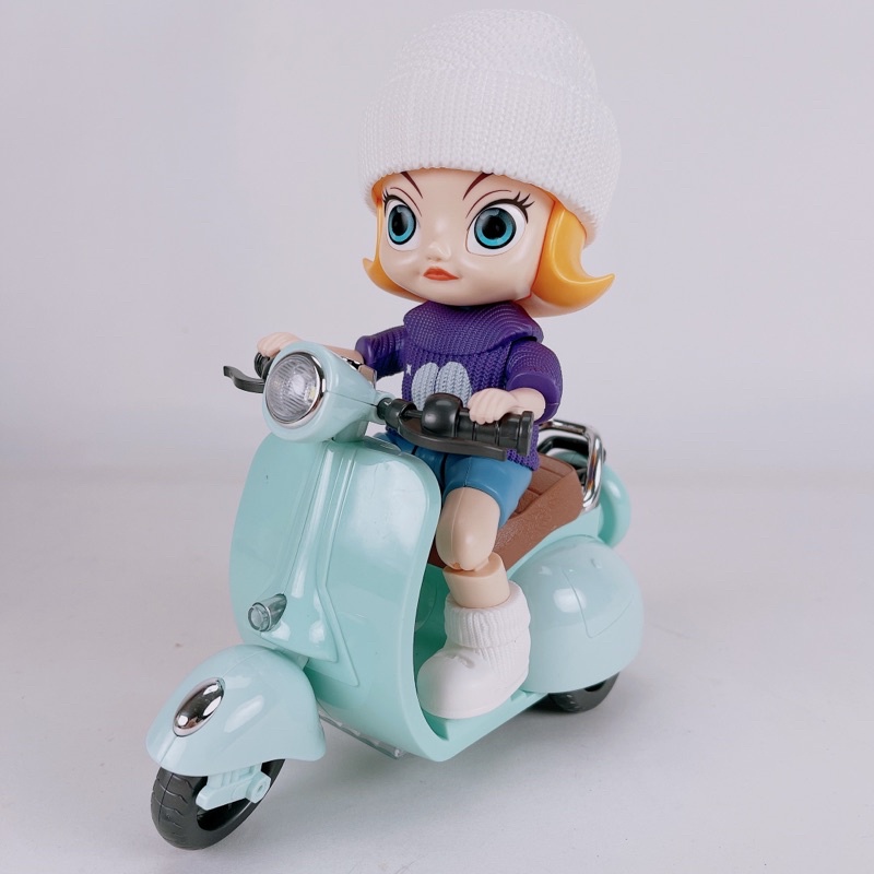 Bộ Đồ Chơi Bé Gái Lái Xe MoTo Chạy Pin Có Nhạc Có Đèn Xoay 360độ cực hay