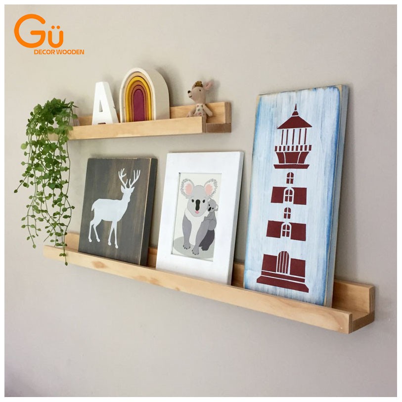 Thanh Gỗ Trag Trí ,Kệ Gỗ Treo Tường,Chất liệu Gỗ Thông Cao Cấp GU DECOR WOODEN