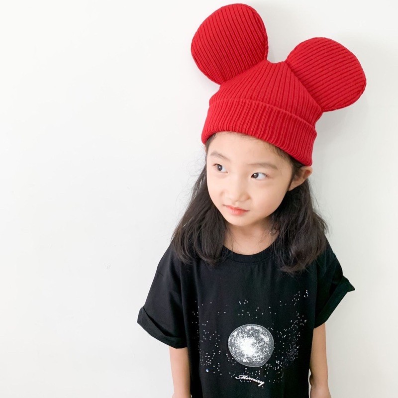 Mũ len [Hàng có sẵn] cho mẹ và bé_hình Mickey (Ảnh thật)