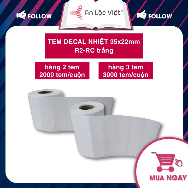 Cuộn decal in tem nhãn trà sữa 2 tem - 3 tem 35x22mm (2000 - 3000 tem cuộn)