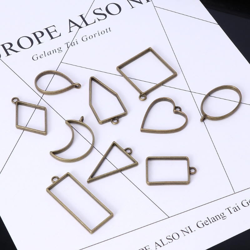 Khung Kim Loại Mini Hình Học Màu Vàng Đồng / Bạc Cài Đặt Vòng Tay Resin UV DIY