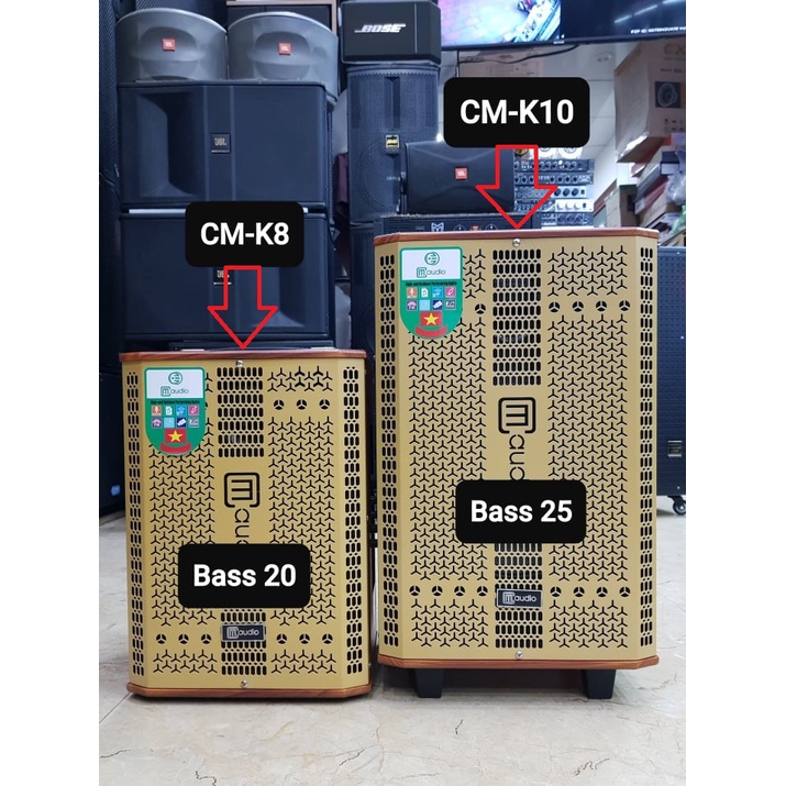 Loa kéo Karaoke Bluetooth CM.Audio CM-K10: Bass 25, Có 2 Micro không dây đi kèm