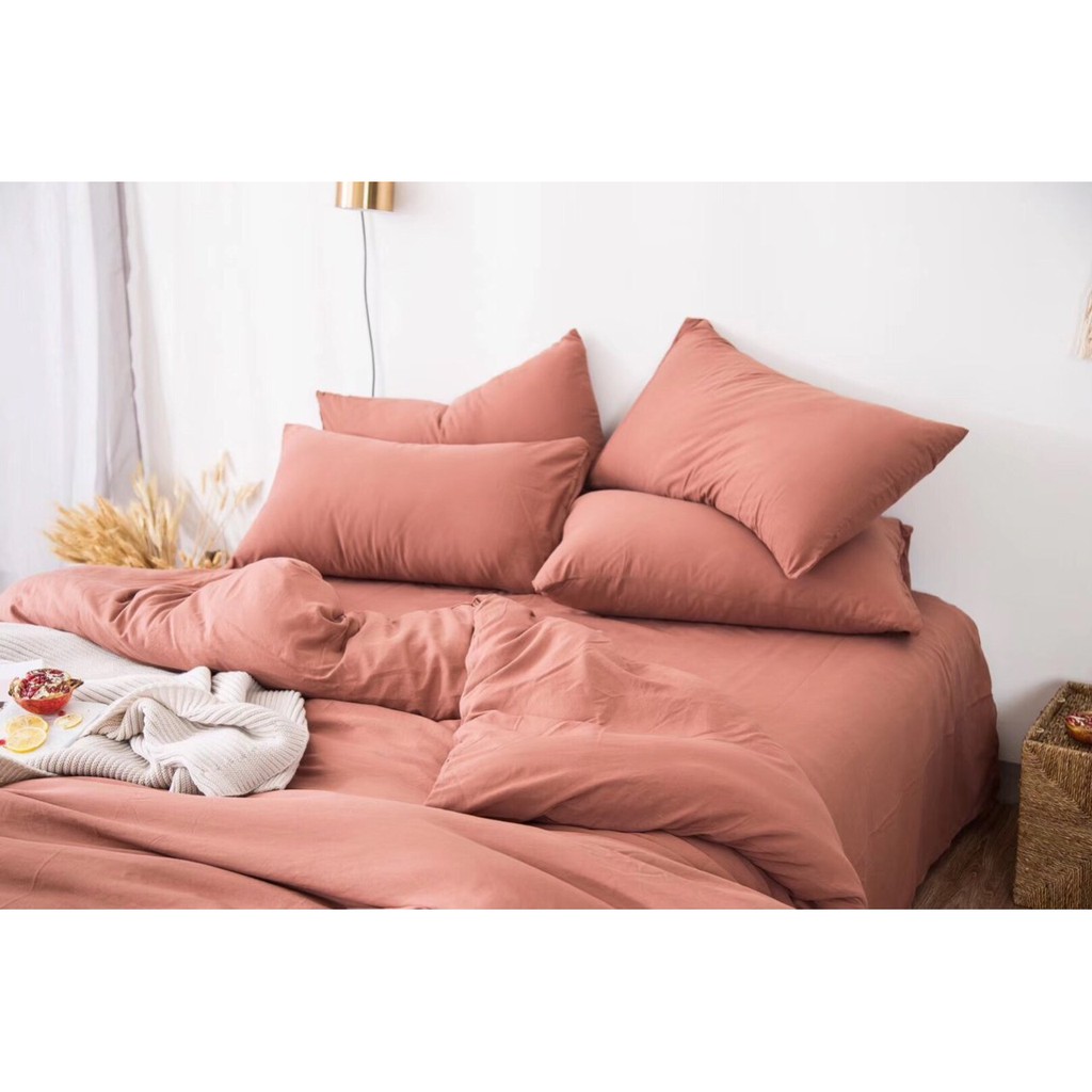 Bộ Chăn Ga Gối Cotton Đũi Màu Trơn (Chat chọn mẫu) | BigBuy360 - bigbuy360.vn