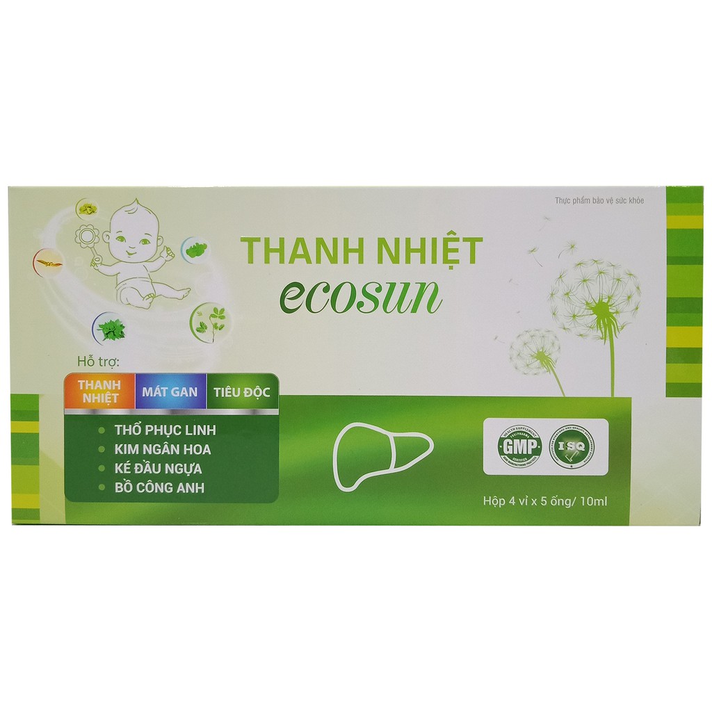 Thực phẩm bảo vệ sức khỏe Thanh Nhiệt ECOSUN giải độc, mát gan - Hộp 20 ống