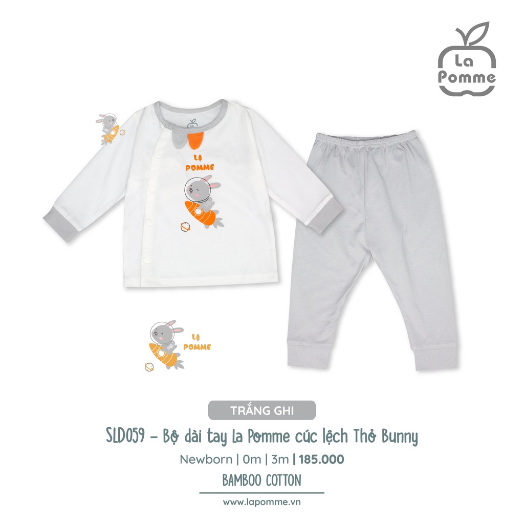 Bộ quần áo sơ sinh cúc lệch bé trai bé gái La Pomme - BST sơ sinh La Pomme Thỏ Bunny