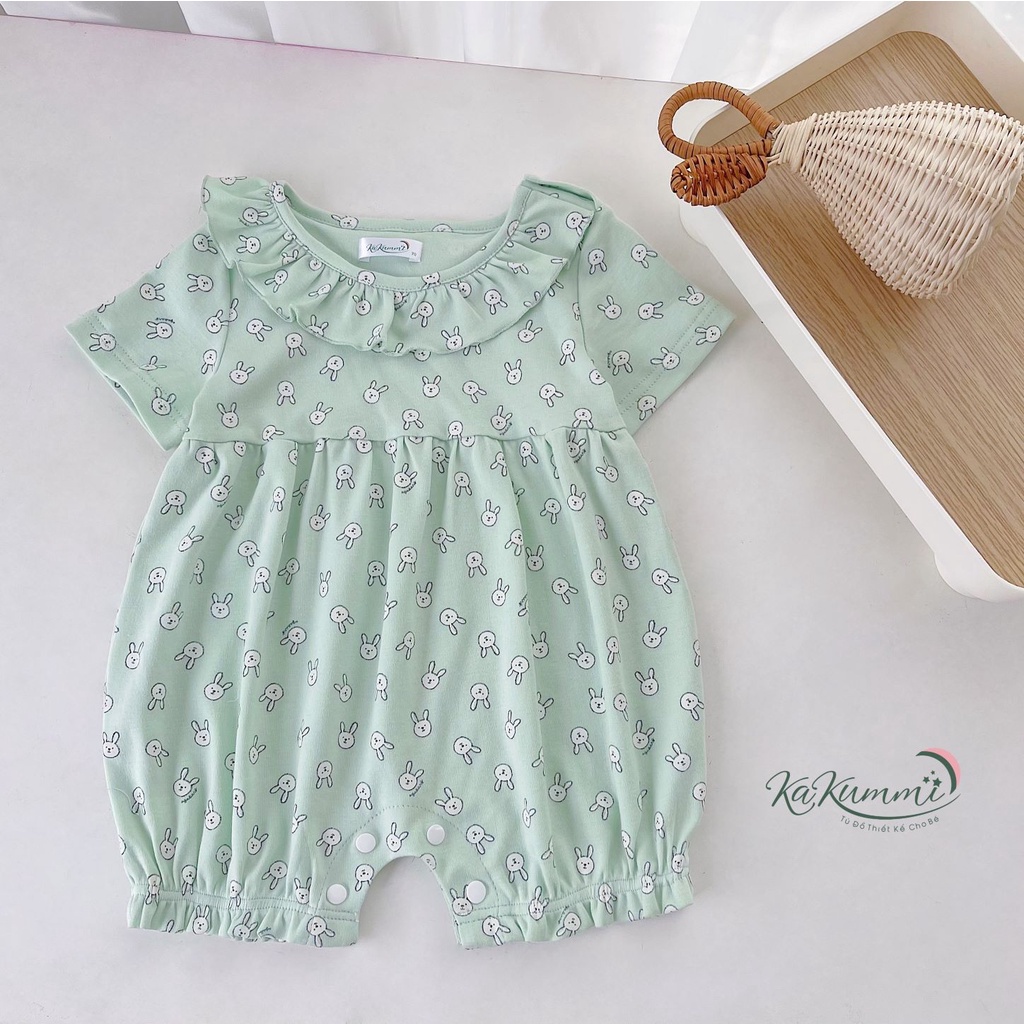 Body cotton phối bèo cổ cho bé gái chất liệu cotton co giãn 4 chiều  Kakummi