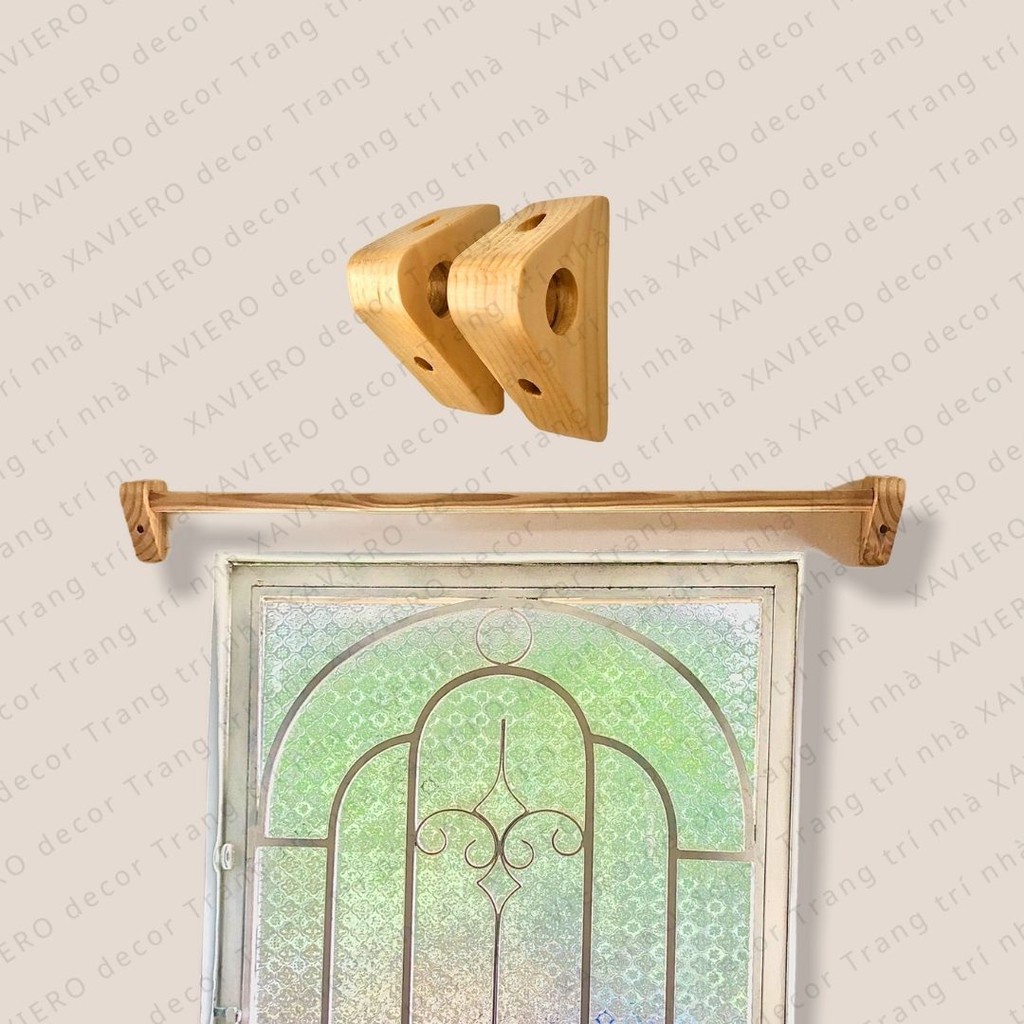 Bộ thanh treo rèm màn cửa bằng gỗ decor phong cách vintage xaviero