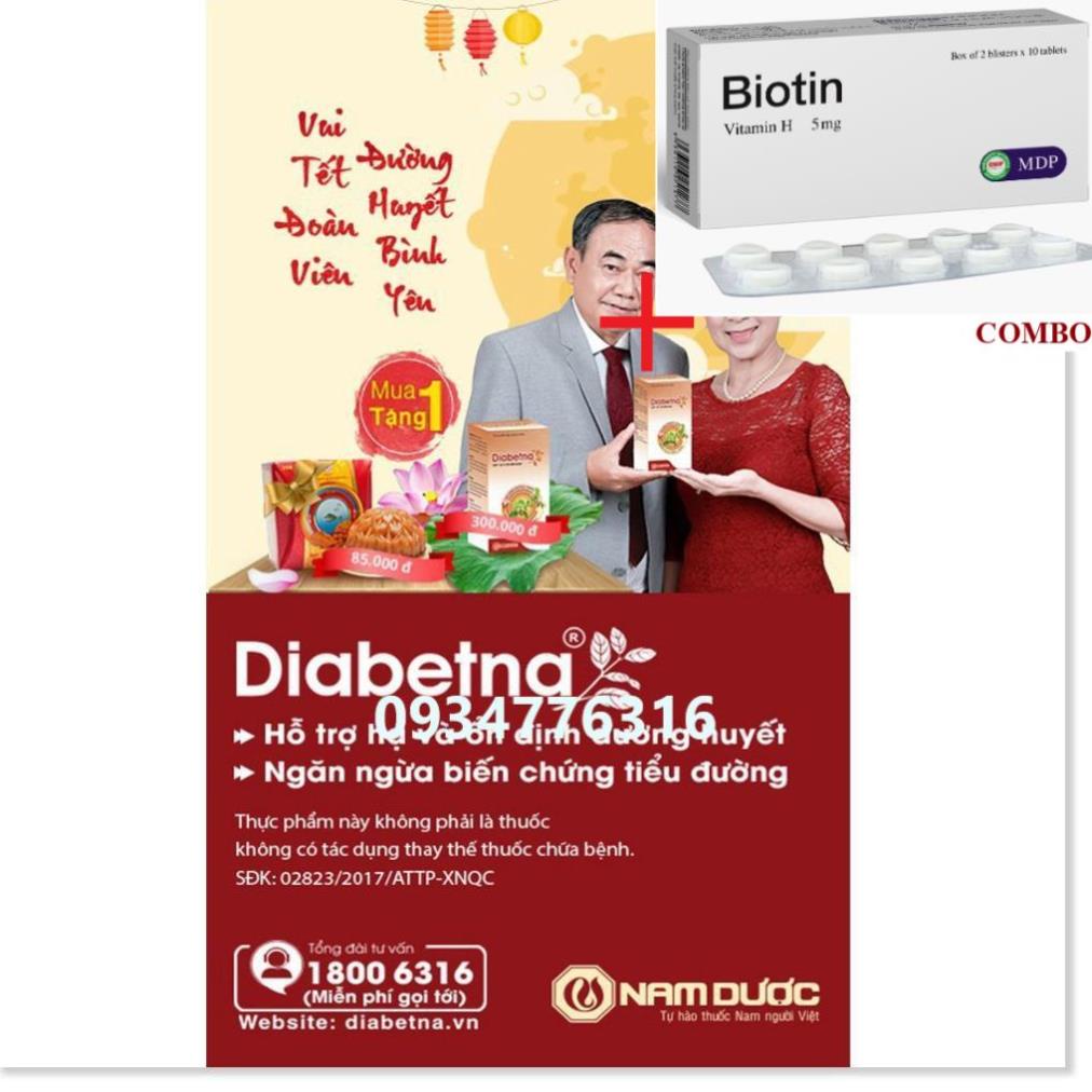 Combo Biotin 5mg+ ✅ Diabetna Viên Uống Đường Huyết / 1 Hộp ( 4 Vỉ)