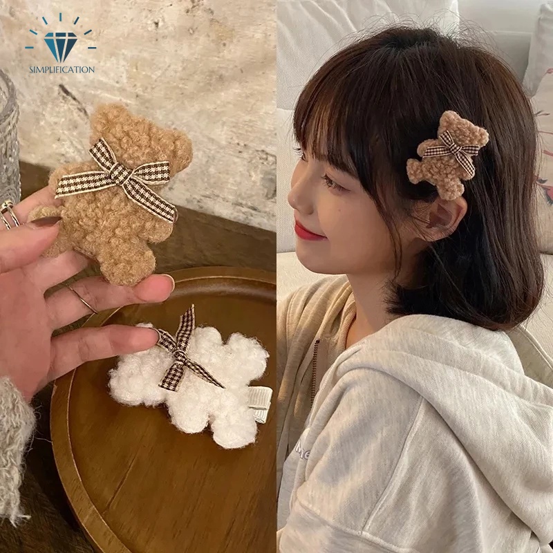 Kẹp tóc hình gấu hoạt hình 2 phong cách cho nữ