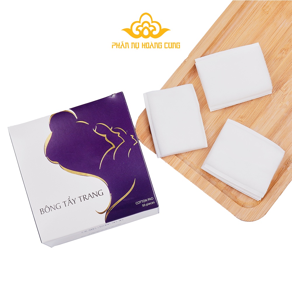 Hộp 50 Miếng Bông Tẩy Trang Phấn Nụ Hoàng Cung Siêu Mịn, Không Xơ Bông
